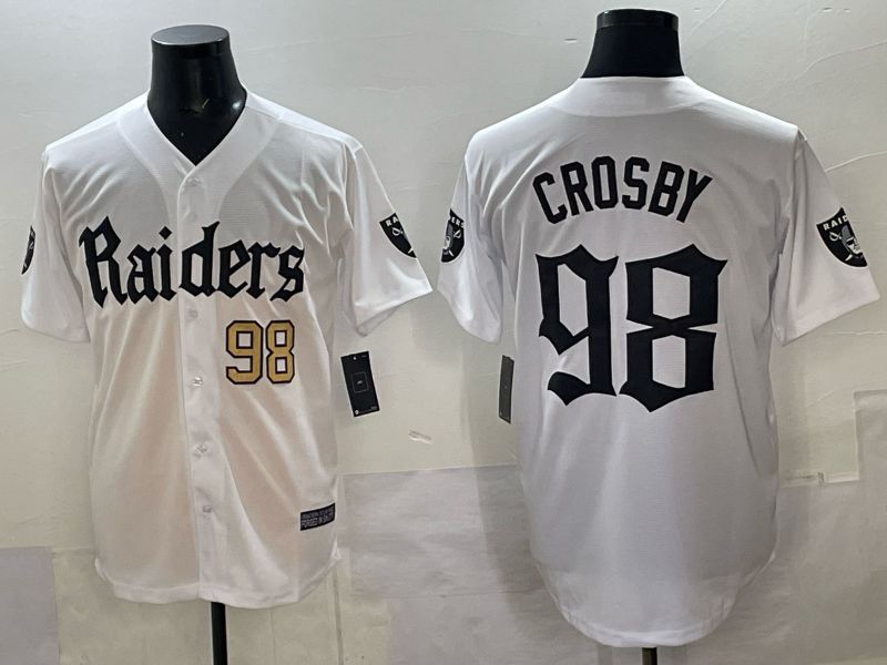 Men 2025 Oakland Raiders #98 Crosby white 6th generation Joint Name Nike Limited NFL Jersey style 03->oakland raiders->NFL Jersey